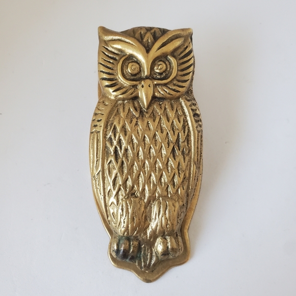 Vintage Other - Vintage Brass Owl Memo Holder Paper Clip Office Helper 🦉
